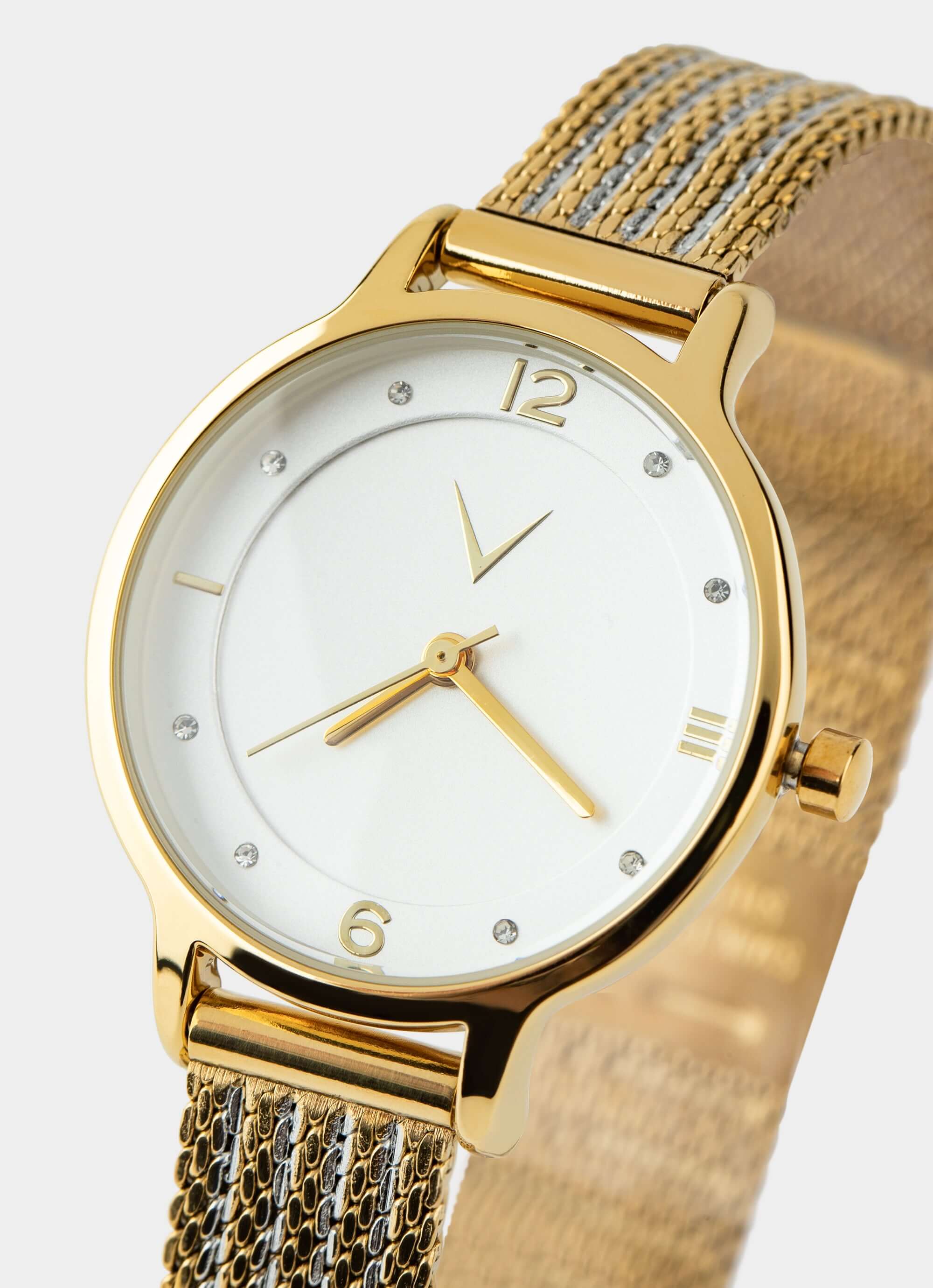 gold watch – gold design with mesh strap – Vendetta Jewellery