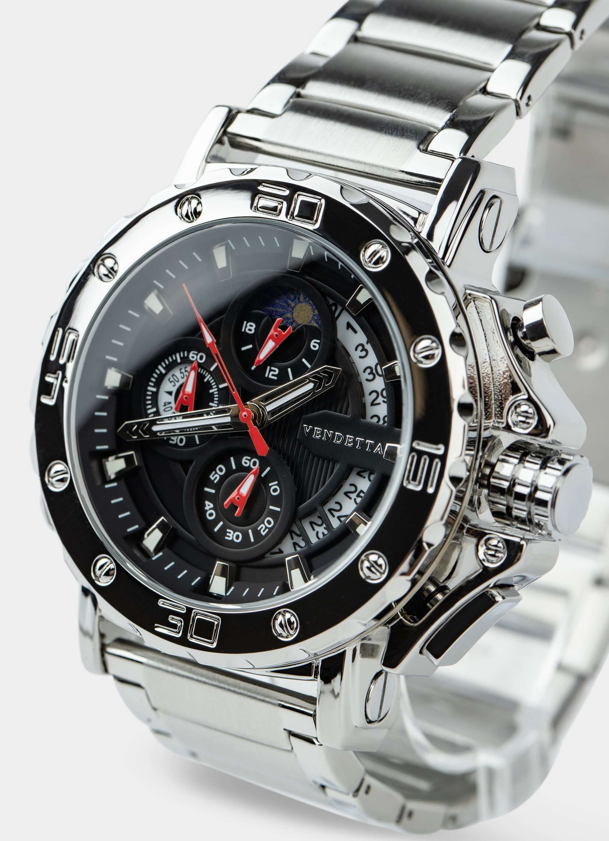 Stainless steel watch – Obelisk Watch - Silver/Black – Vendetta Jewellery