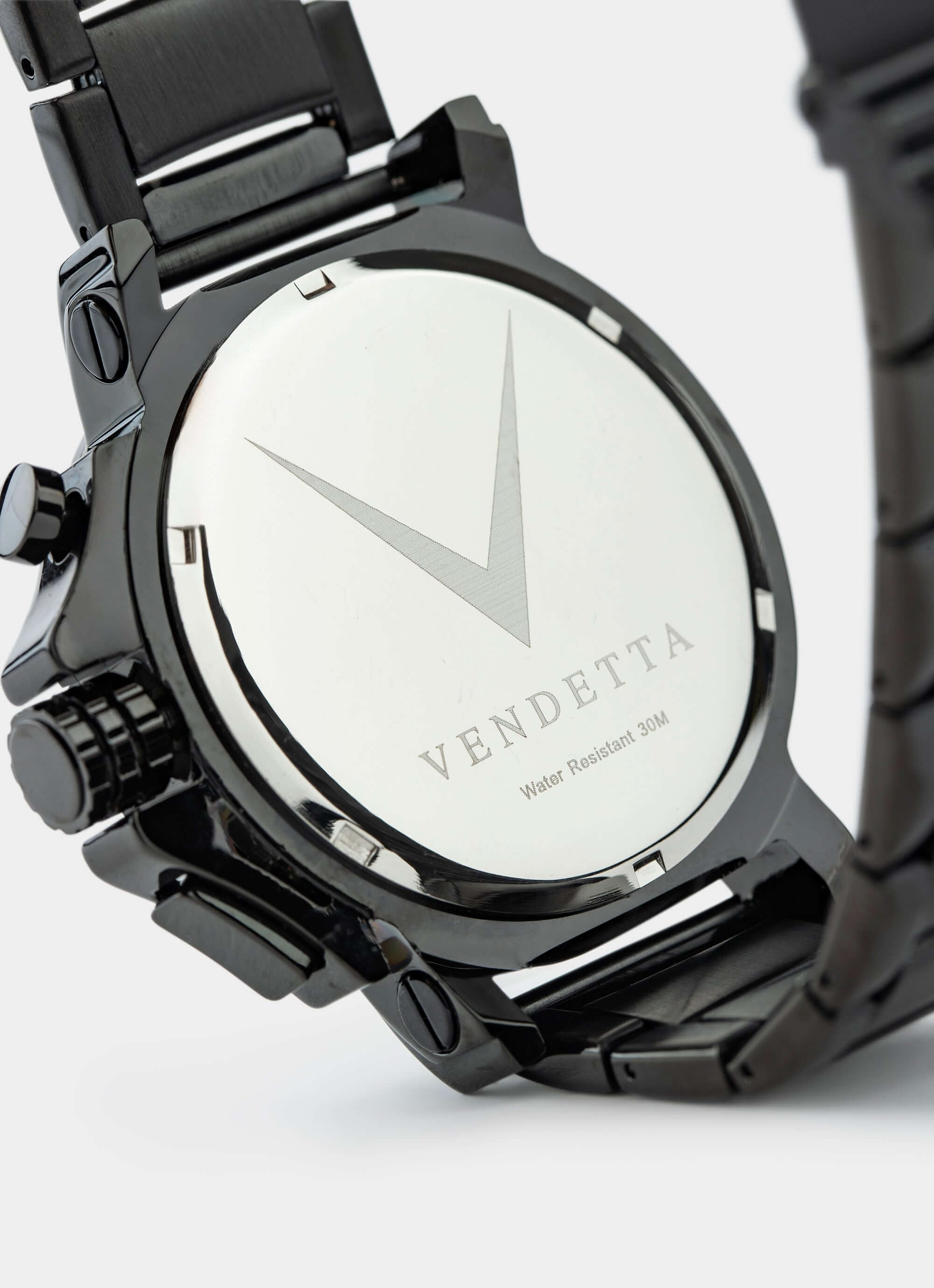 Stainless steel watch – black case back – Obelisk Watch - Black – Vendetta Jewellery