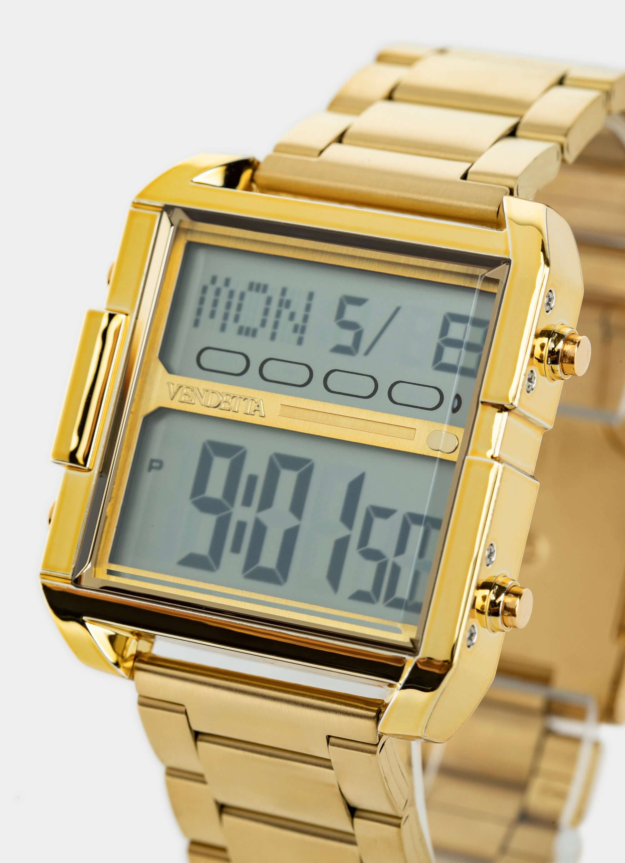 Gold watch – digital display – Vendetta Jewellery