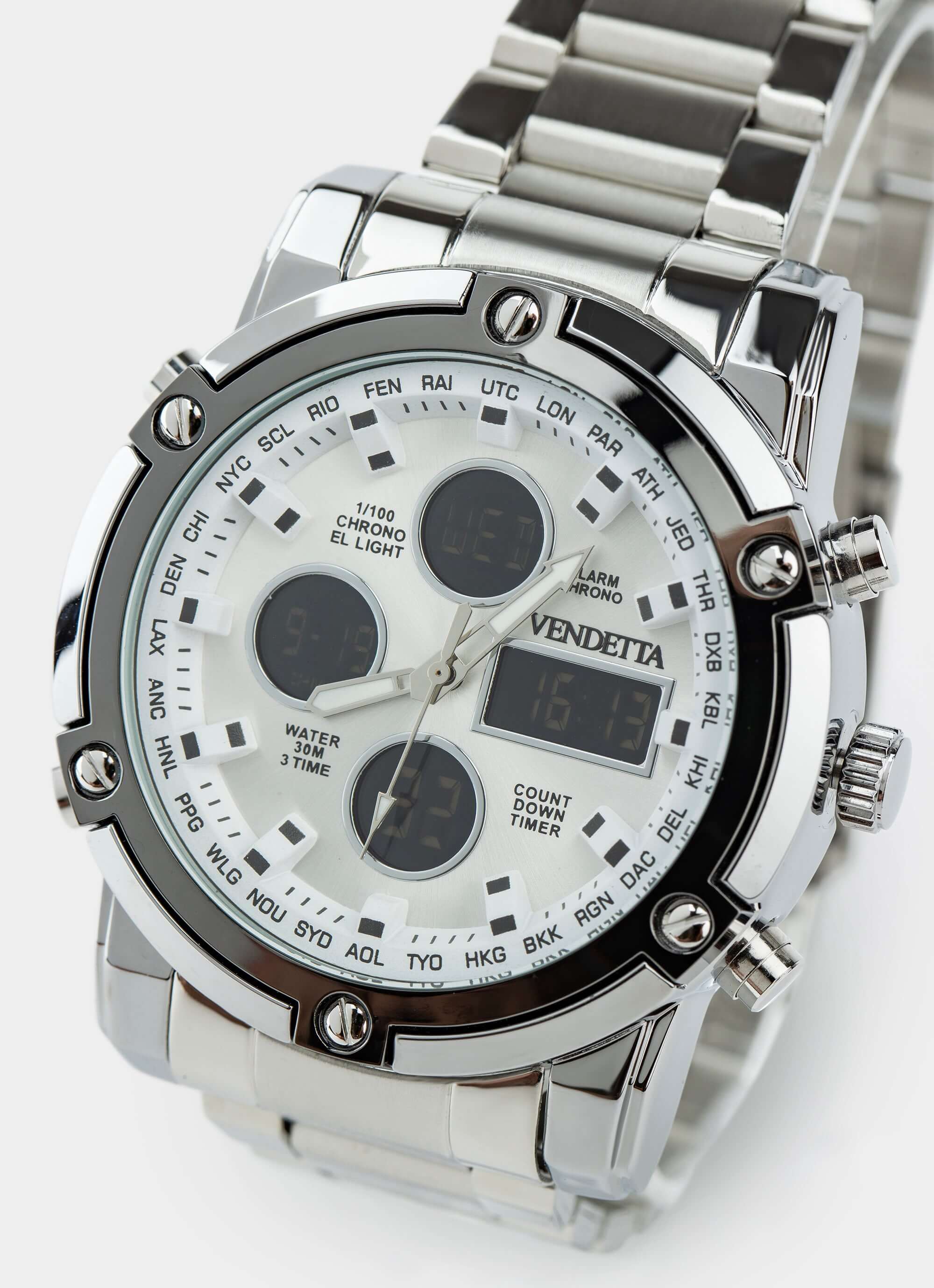 Stainless steel watch – Silver/Black – Vendetta Jewellery