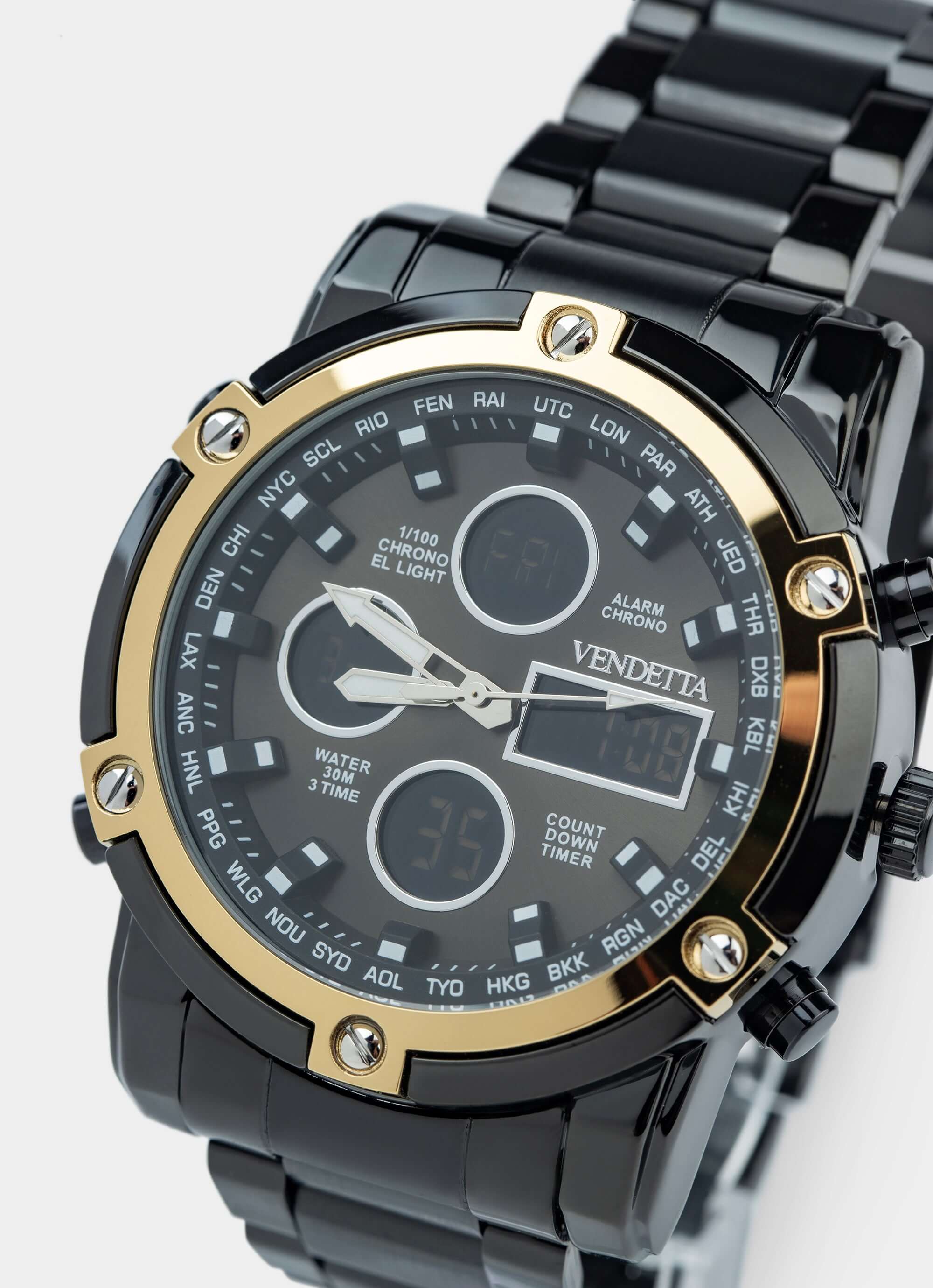 Titan Watch - Black/Gold – black and gold digital watch – Vendetta Jewellery