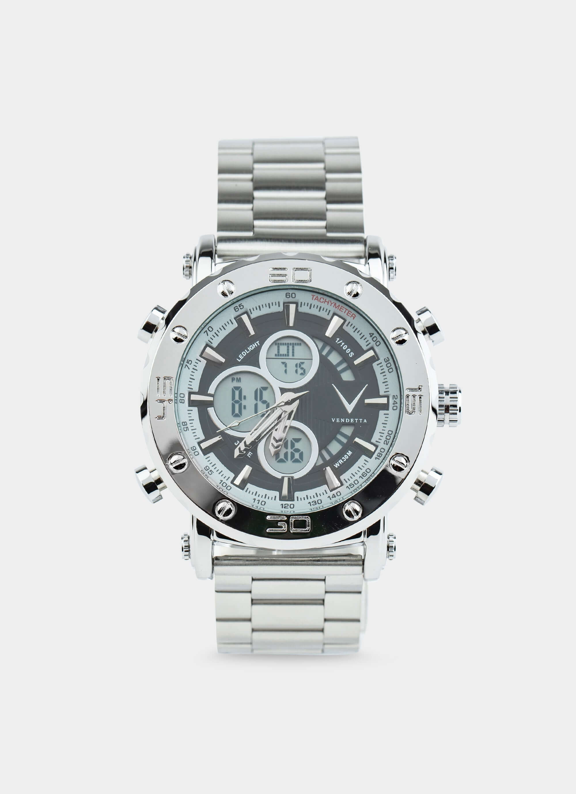 stainless steel watch – Dominator Watch - Silver/Black – Vendetta Jewellery