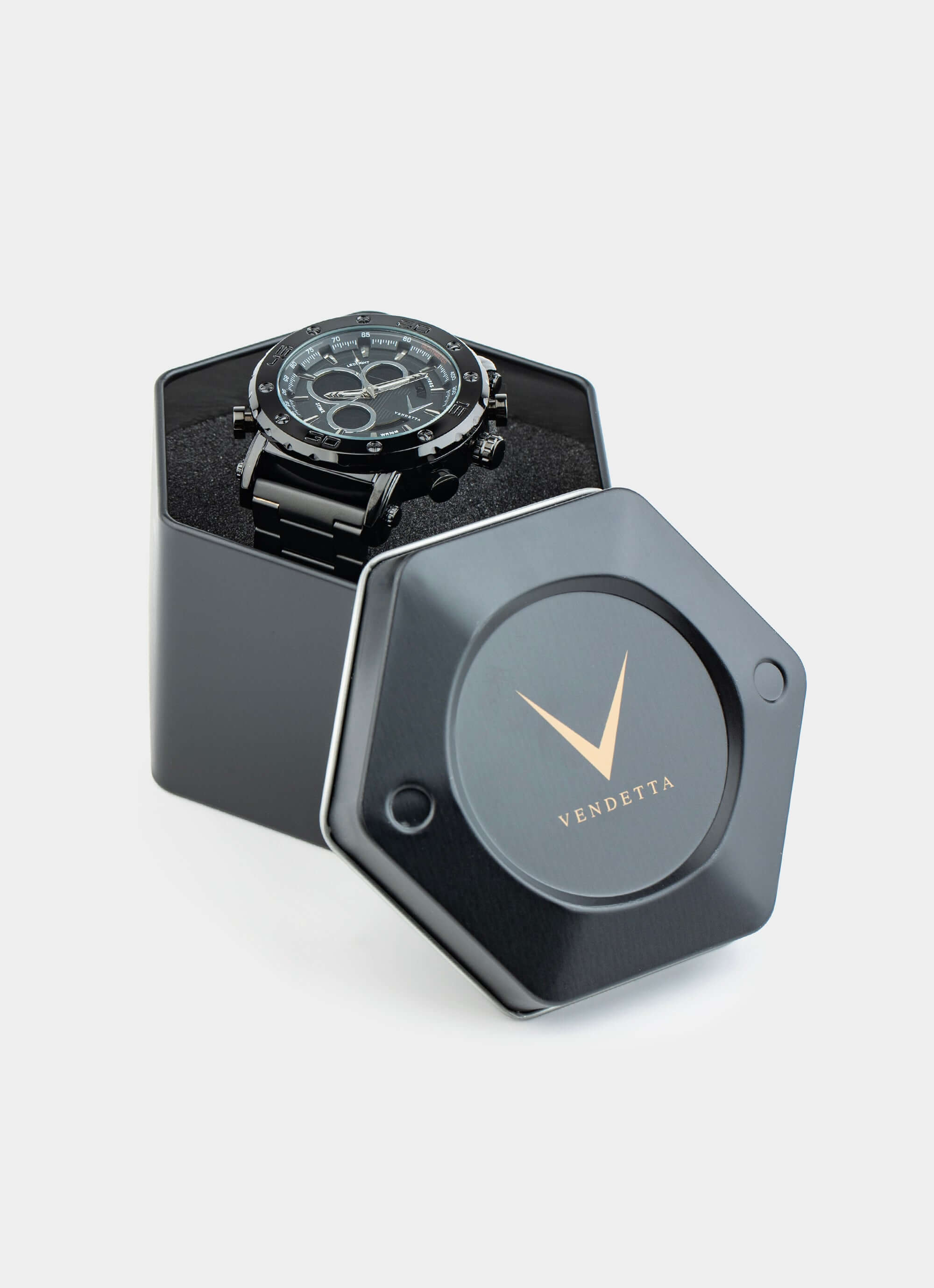 metal watch box – Dominator Watch - Black – Vendetta Jewellery