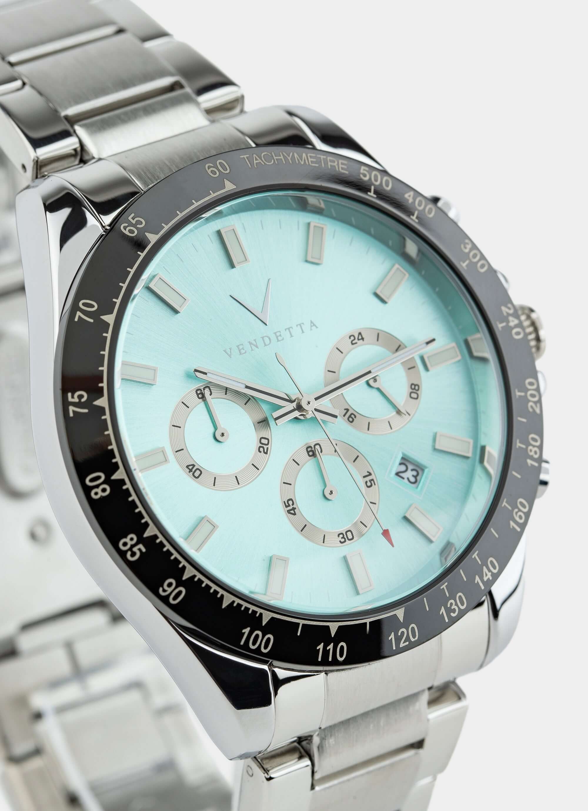Stainless steel watch – Silver/Azure Blue – Vendetta Jewellery