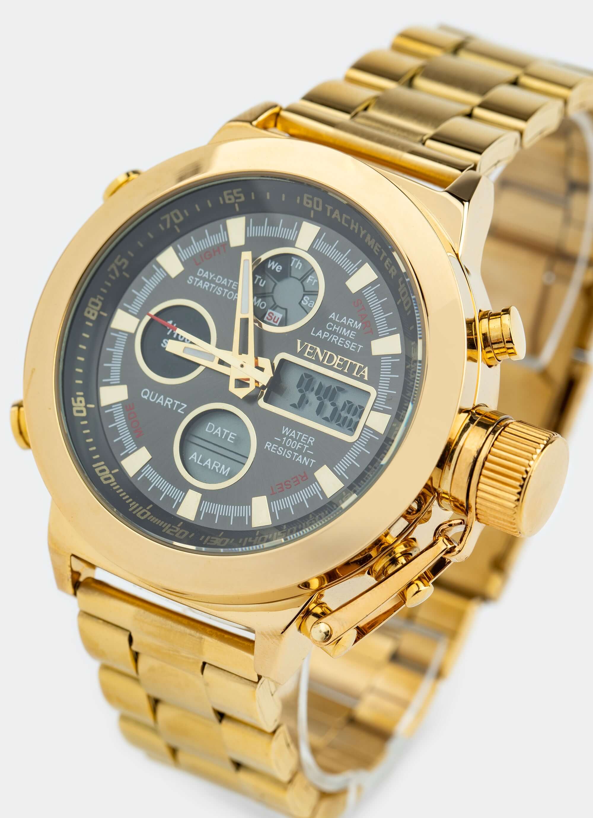 stainless steel watch – gold details – Vendetta Jewellery