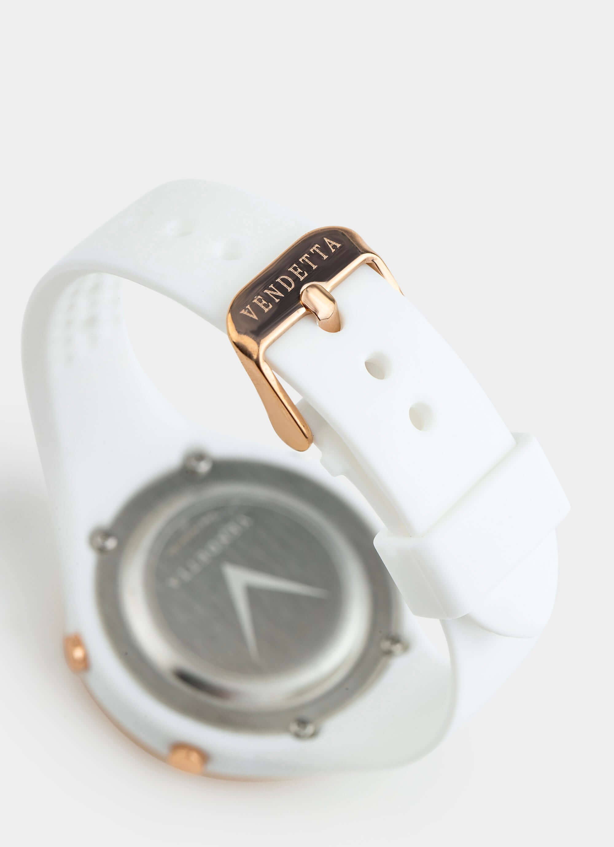 Silicone watch band – White with gold buckle – Vendetta Jewellery