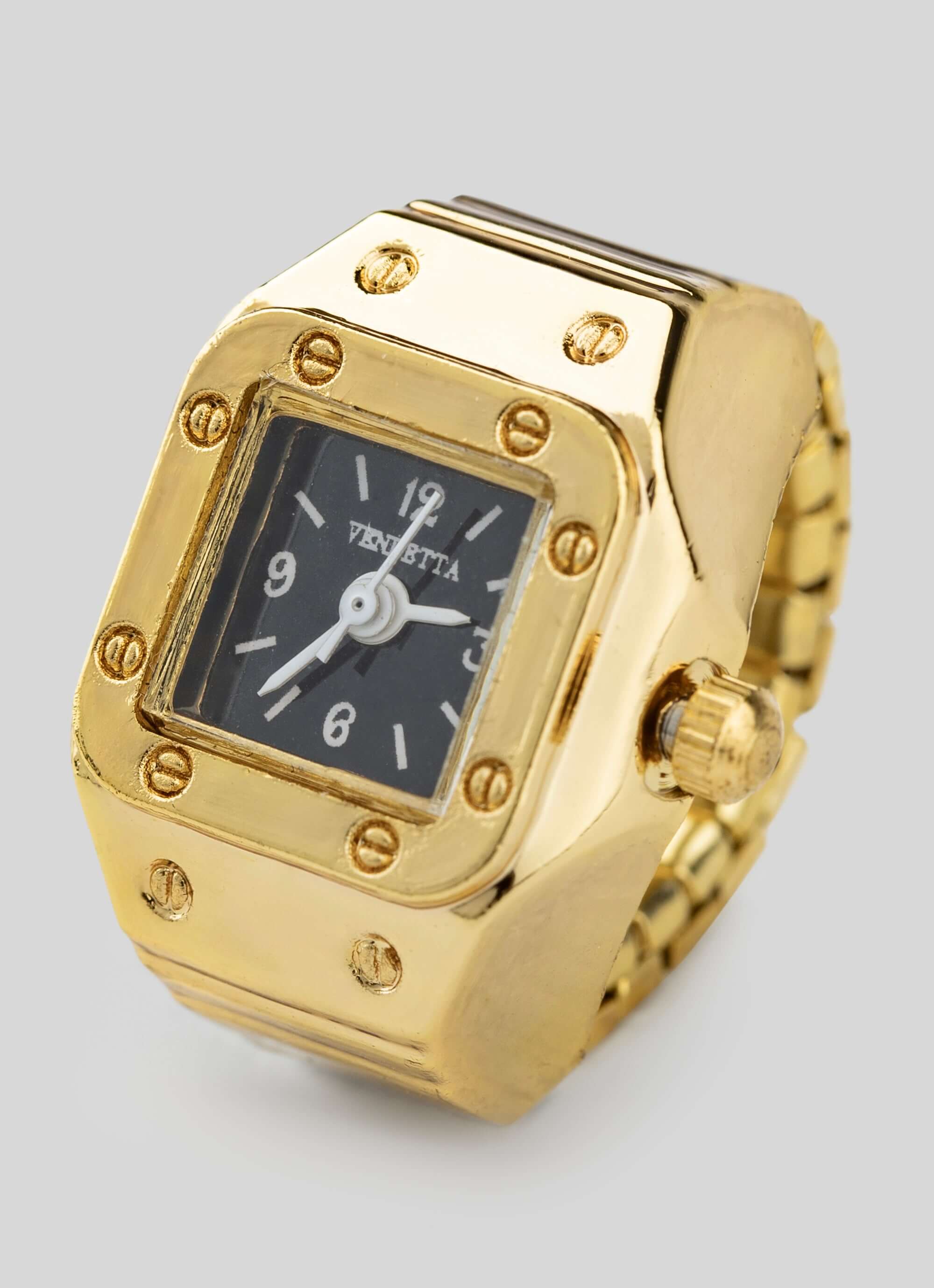 gold watch ring – functional timepiece – Vendetta Jewellery