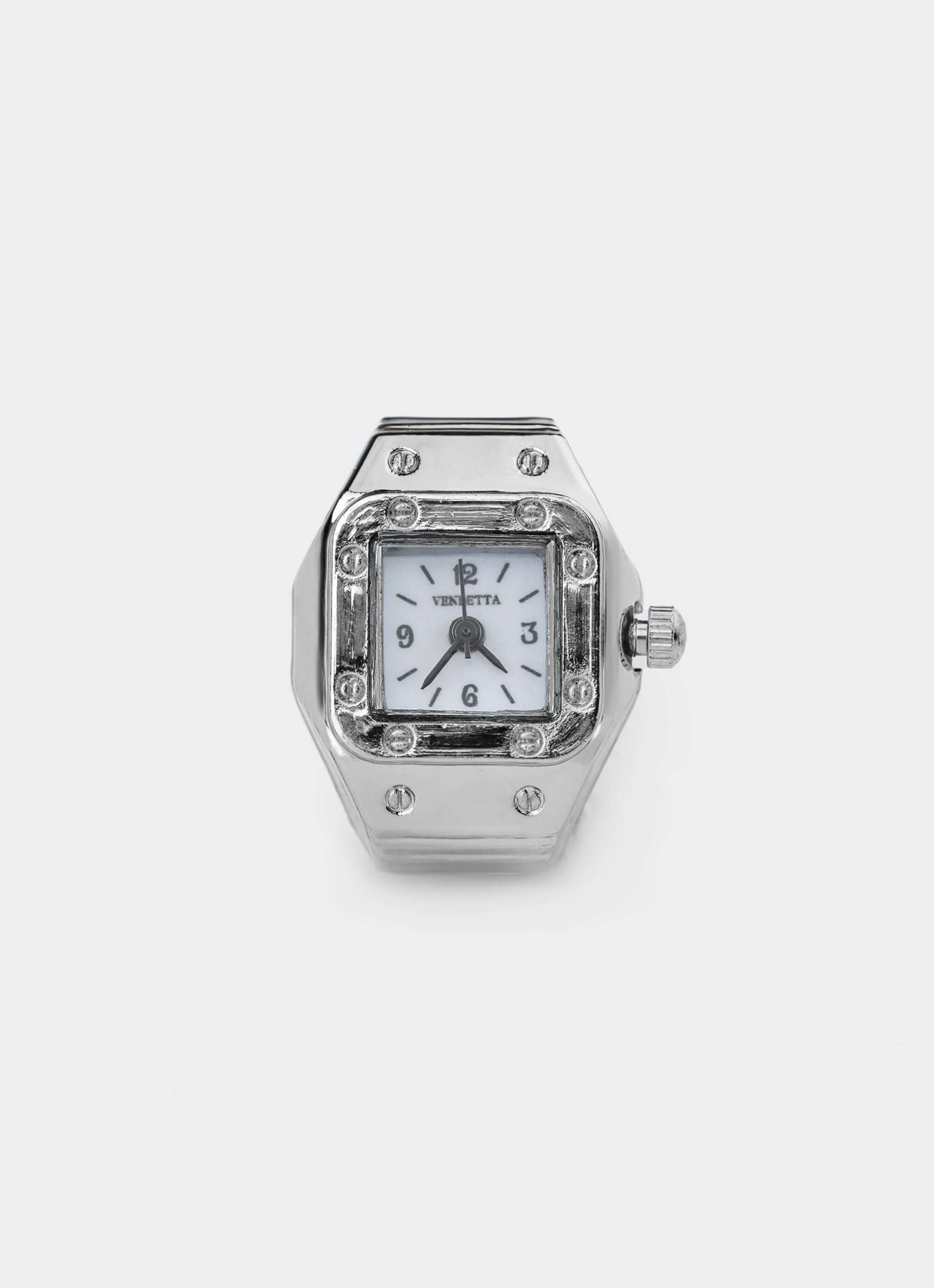 metal watch ring – silver fully functional design – Vendetta Jewellery