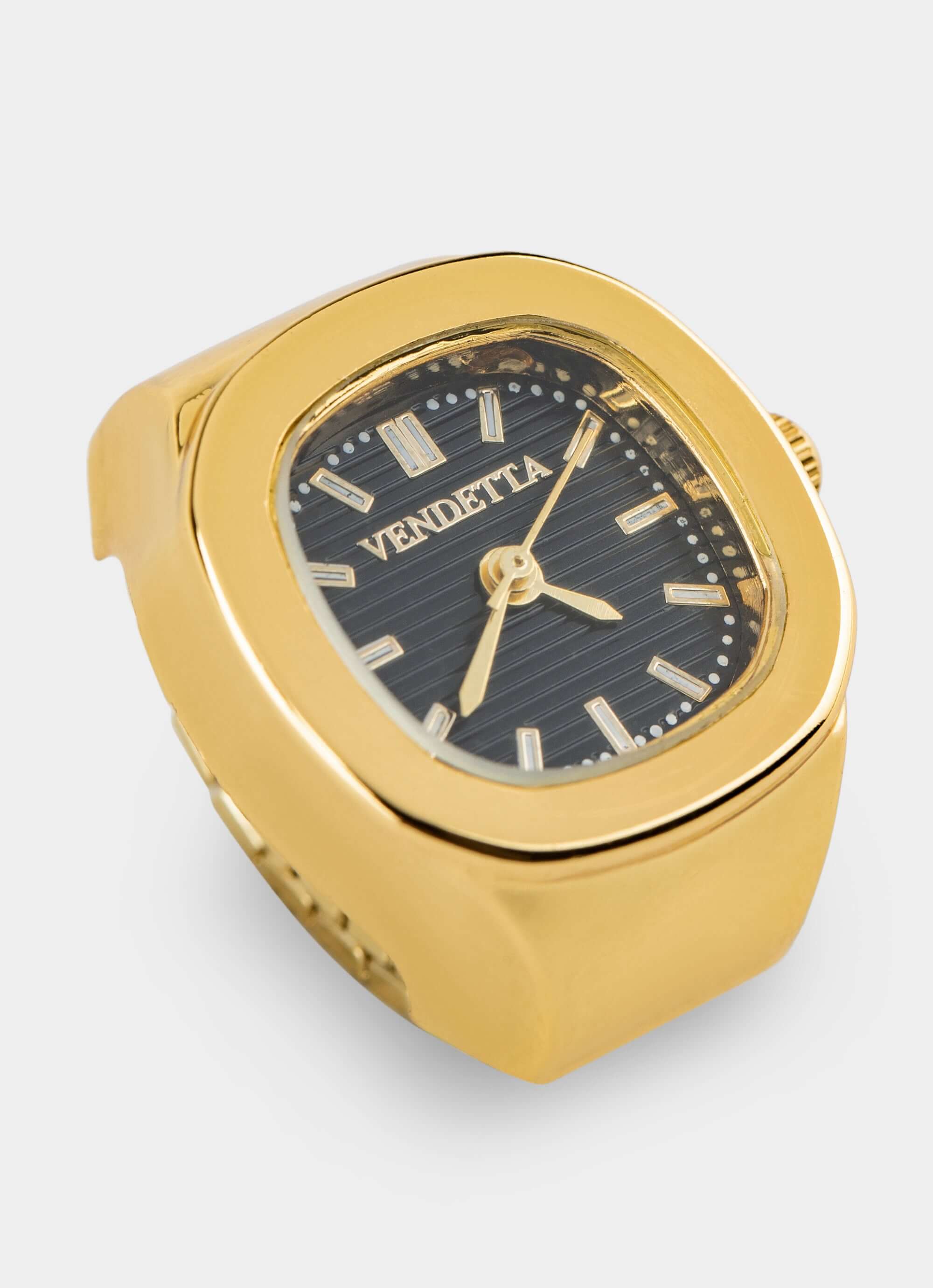 gold watch ring – adjustable band – Vendetta Jewellery