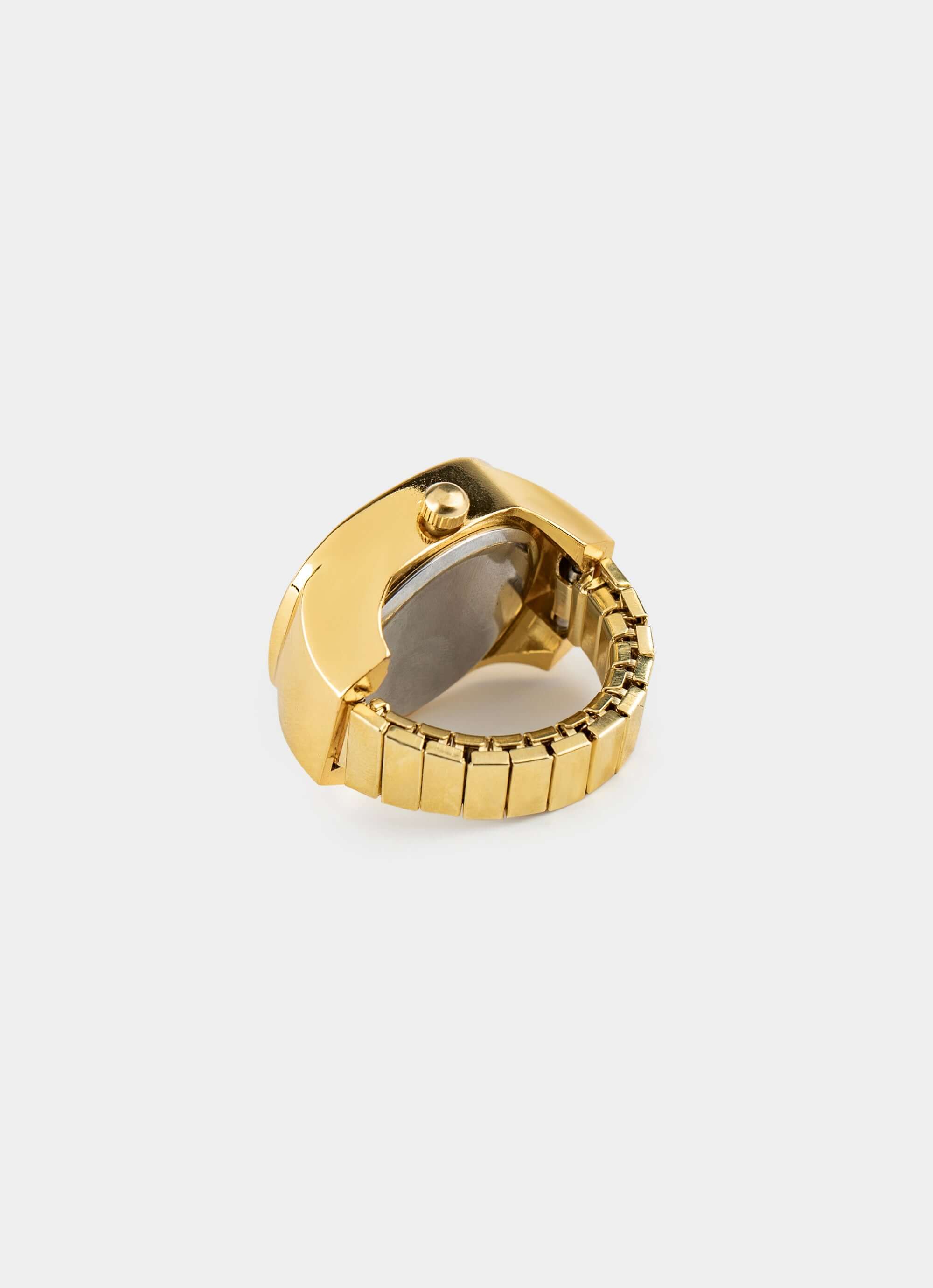metal watch ring – gold adjustable band – Vendetta Jewellery