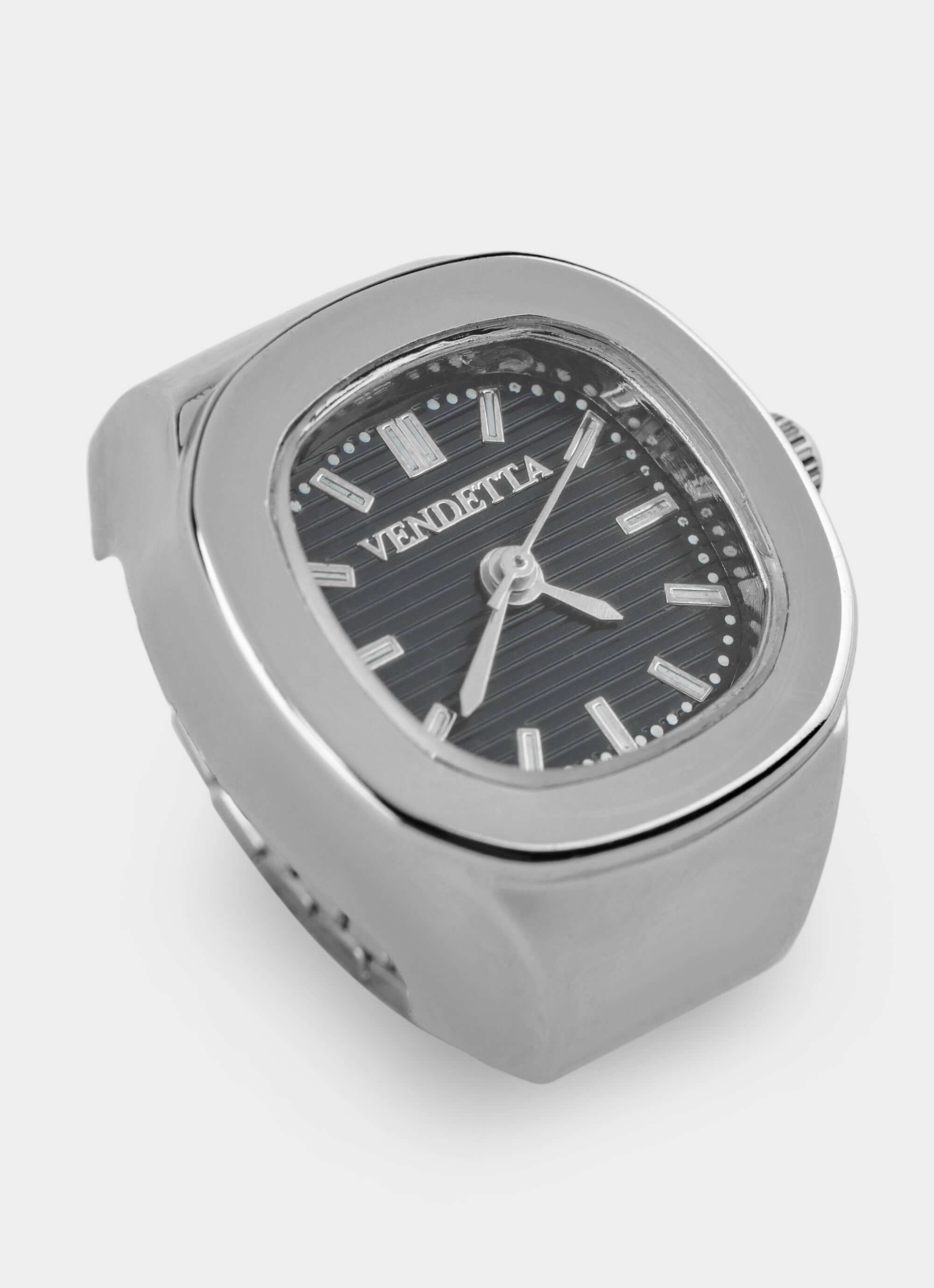 silver watch ring – adjustable band – Vendetta Jewellery