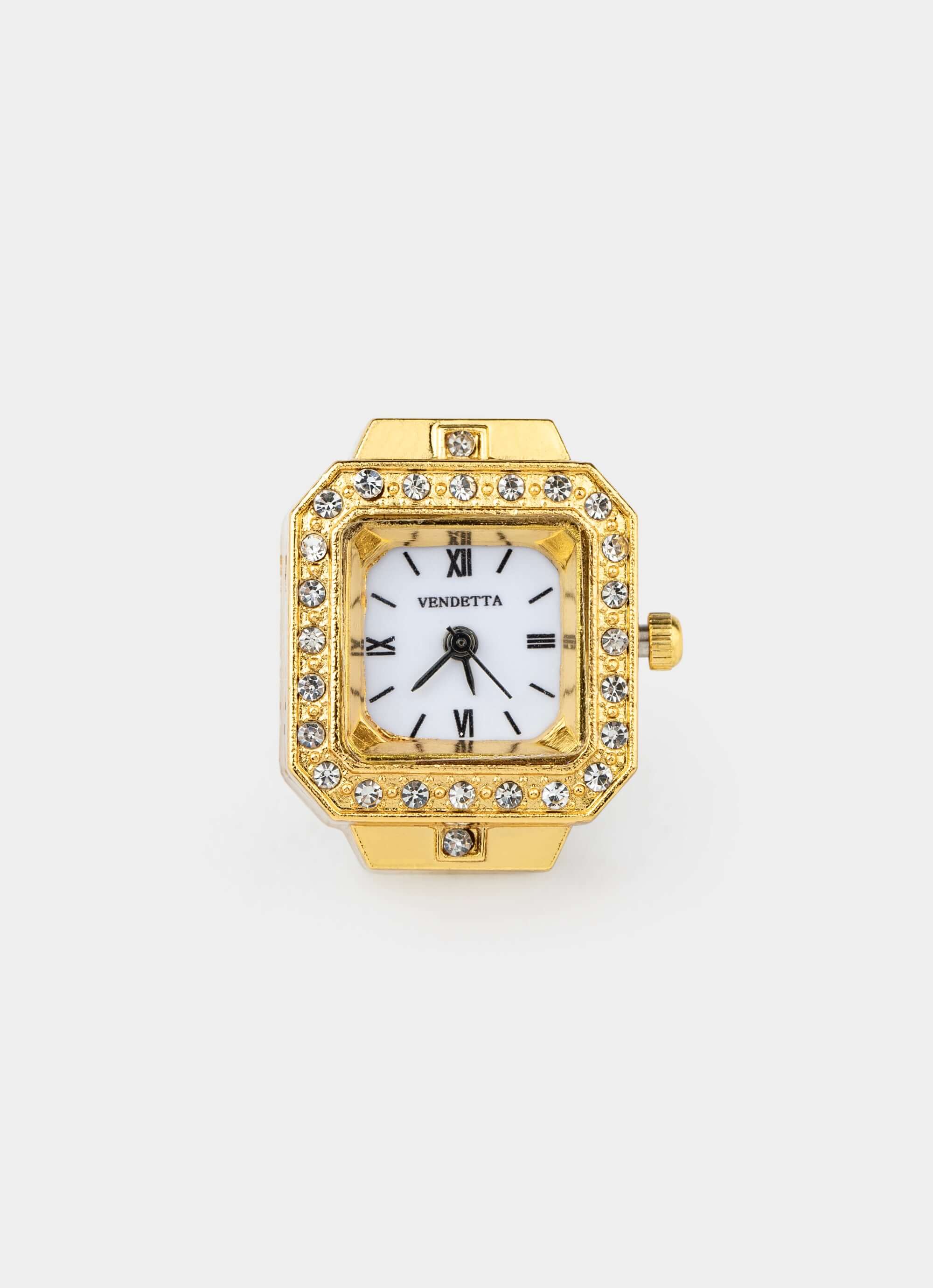 gold watch ring – functional with crystals – Vendetta Jewellery