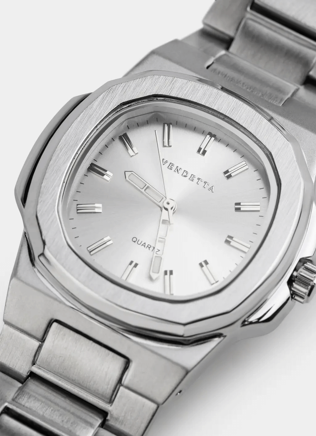 stainless steel watch – silver dial and band – Vendetta Jewellery