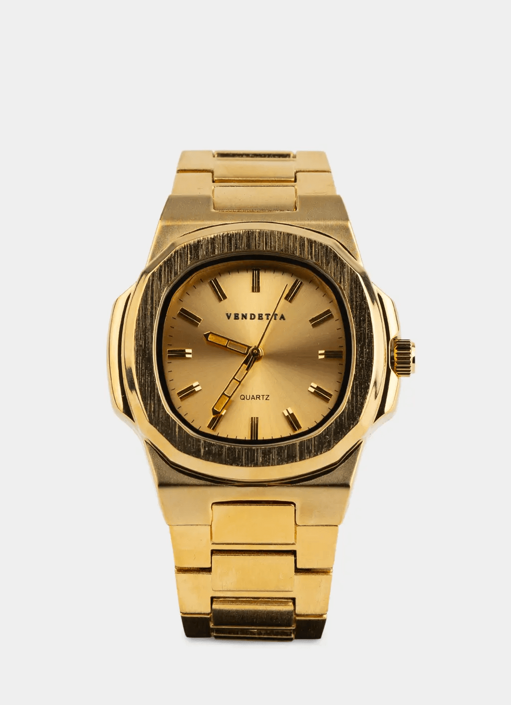 gold quartz watch – 42mm x 48mm case – Vendetta Jewellery