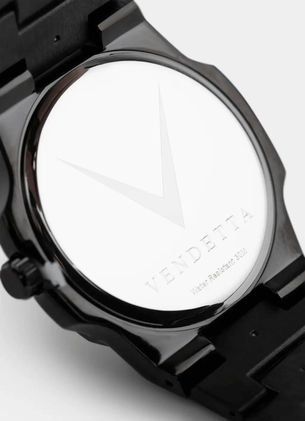 stainless steel watch – back view – Dominion Watch - Black/Silver – Vendetta Jewellery