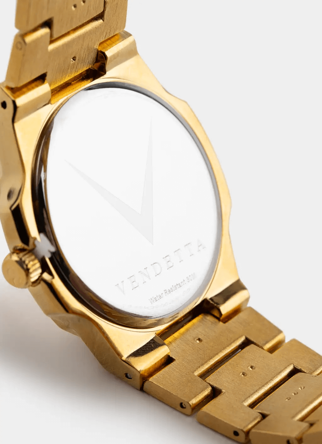 gold watch – stainless steel band and case – Vendetta Jewellery