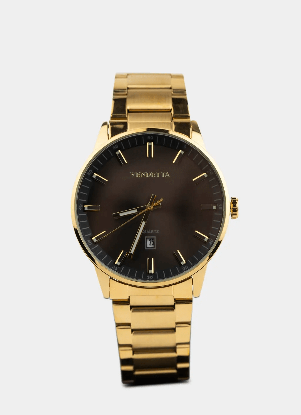 gold watch – quartz movement – Vendetta Jewellery