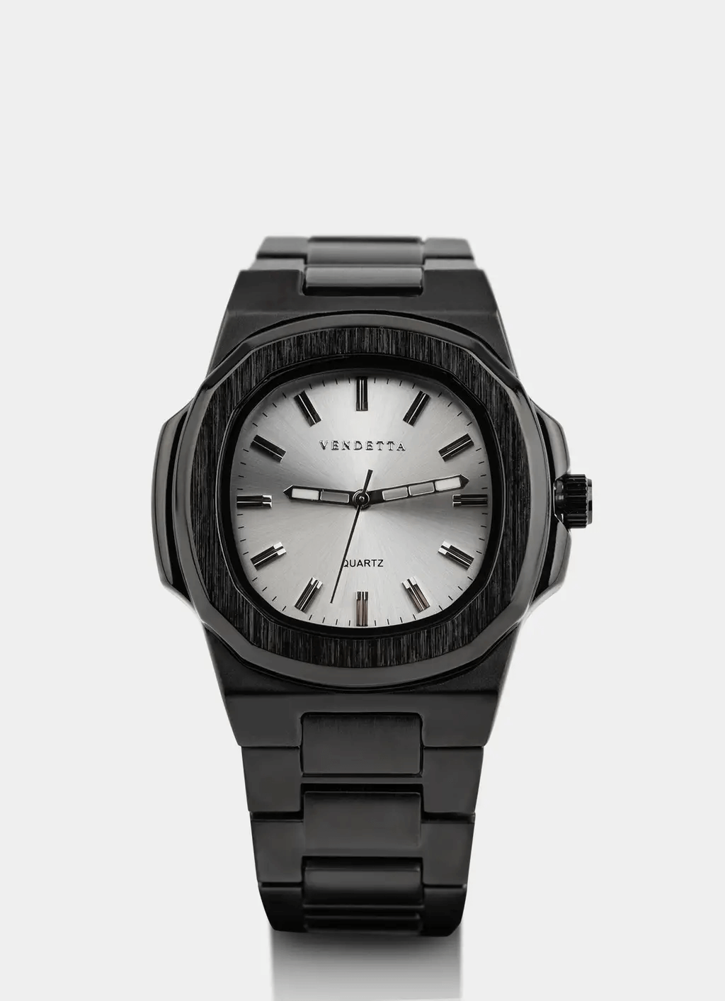 Zinc alloy watch – black/silver design – Vendetta Jewellery