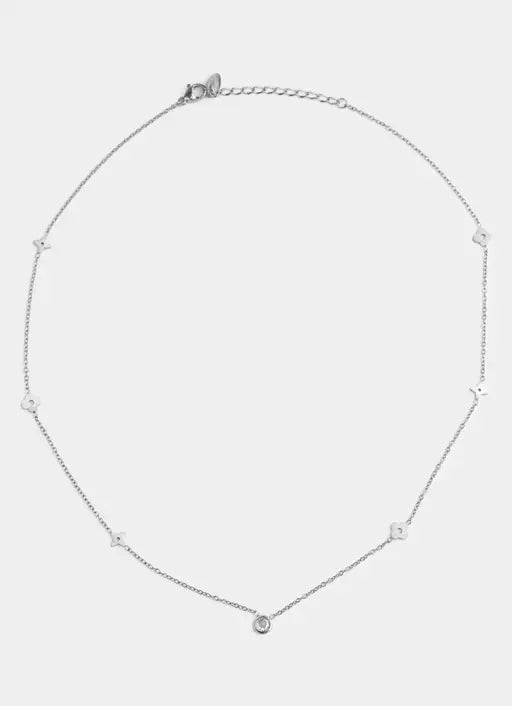 4 Leaf Clover Mini Charm Necklace - Stainless Steel