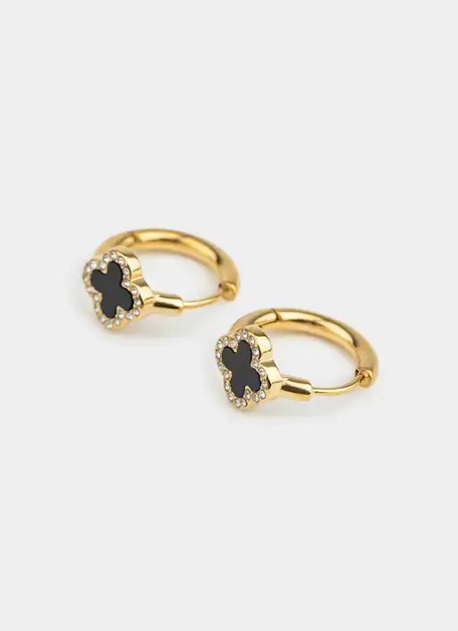 18K gold plated hoop earring – four leaf clover design – Vendetta Jewellery