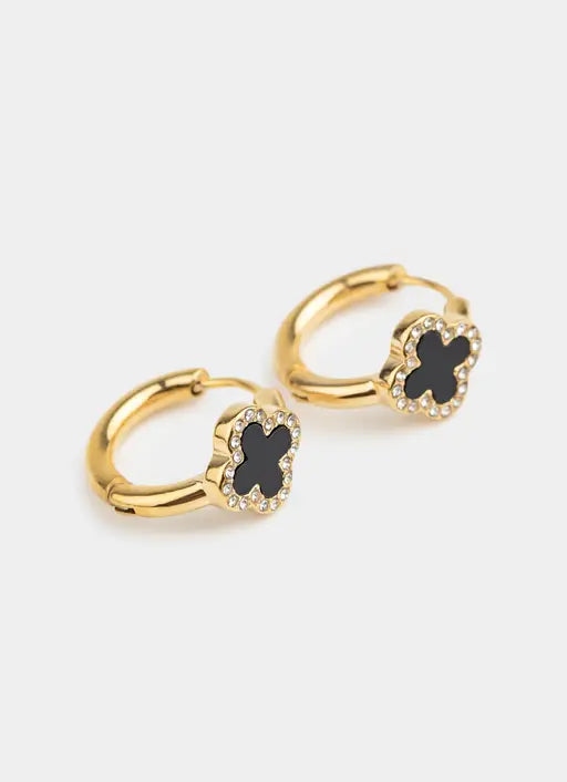 Four Leaf Hoop Earring - 18K Gold Plated