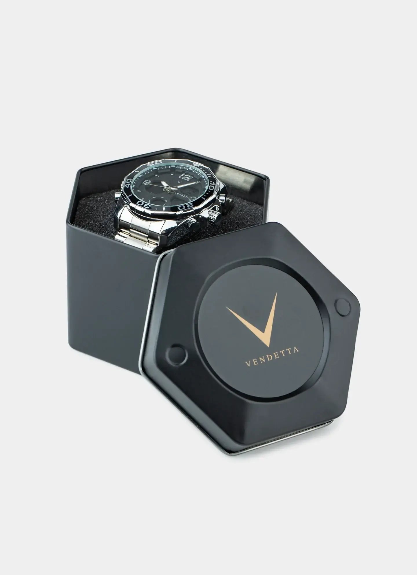 stainless steel watch – Apex Watch - Silver/Black – Vendetta Jewellery