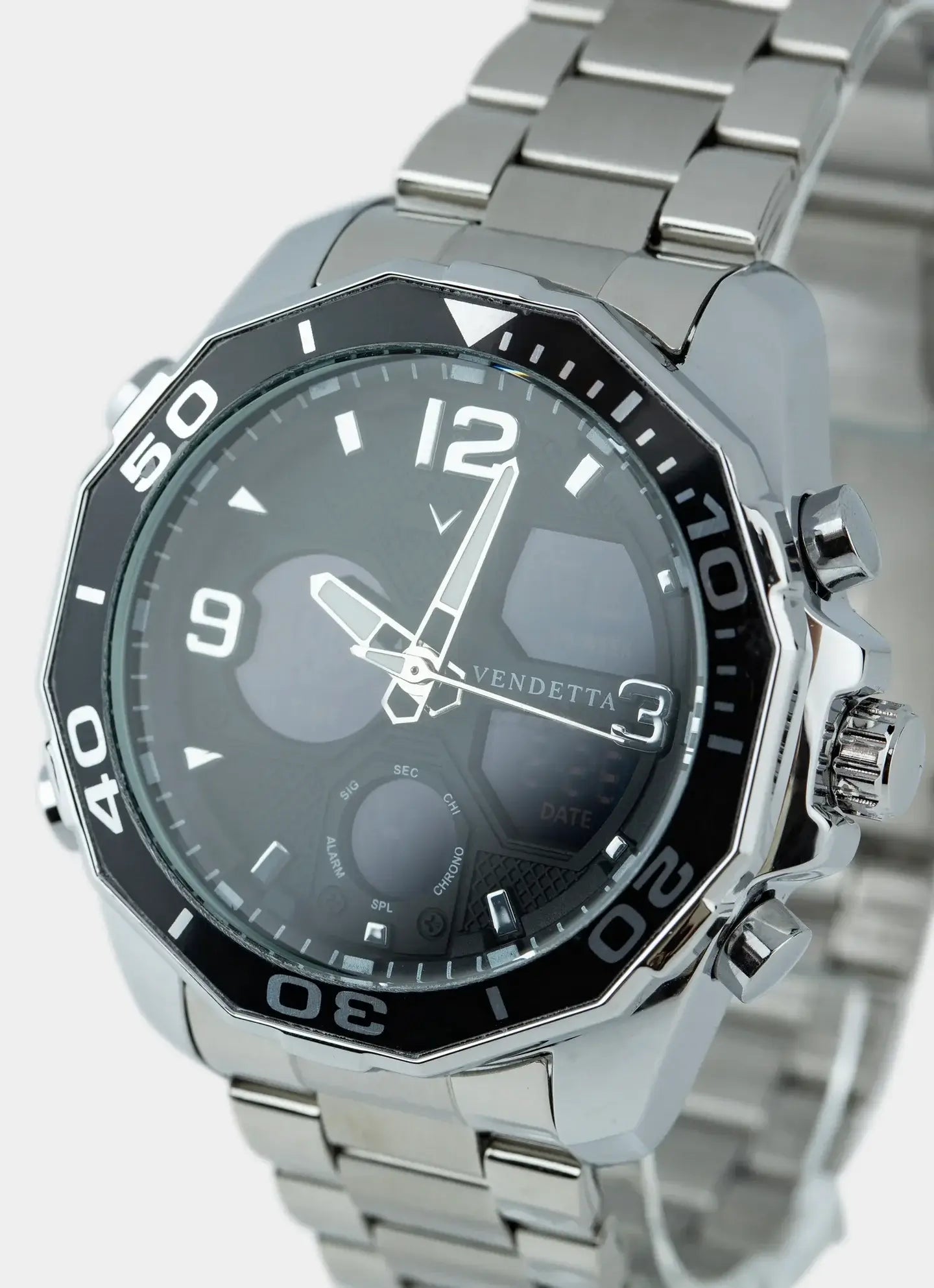 stainless steel watch – Apex Watch - Silver/Black – Vendetta Jewellery