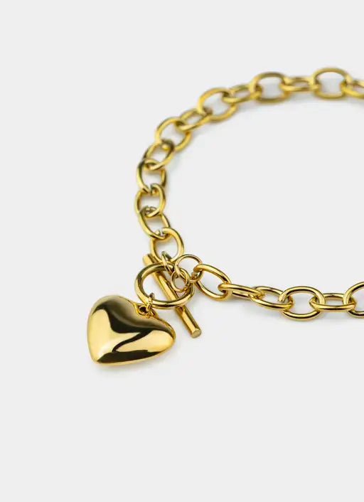 18K gold plated bracelet – heart pendant – Vendetta Jewellery