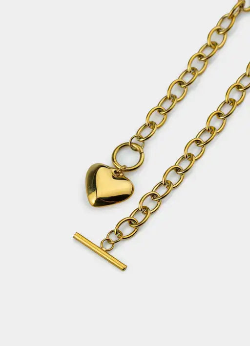 18K gold plated bracelet – heart pendant and clasp – Vendetta Jewellery