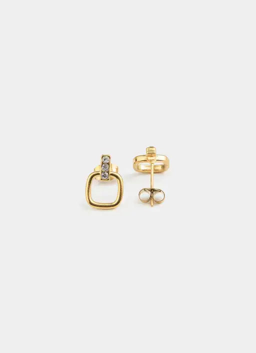 18K gold plated earring – Bar and Square Icy Earring - 18K Gold Plated – Vendetta Jewellery