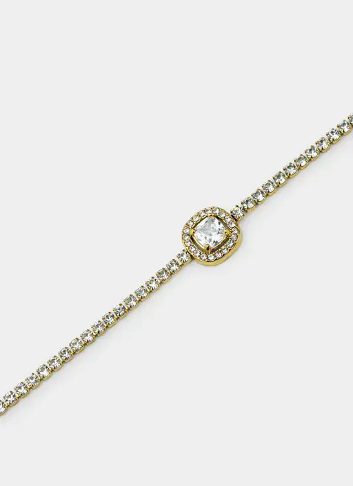 18K gold plated tennis bracelet – single stone center – Vendetta Jewellery