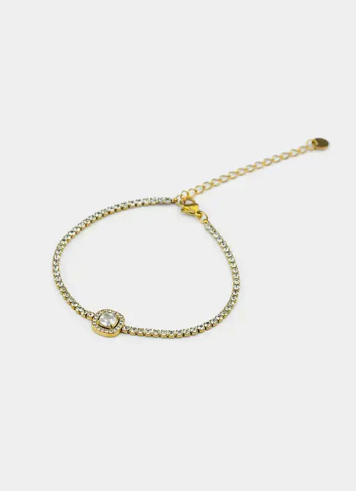 18K gold plated bracelet – single stone center – Vendetta Jewellery