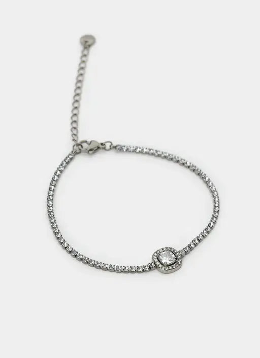 Stainless steel bracelet – single center stone – Vendetta Jewellery