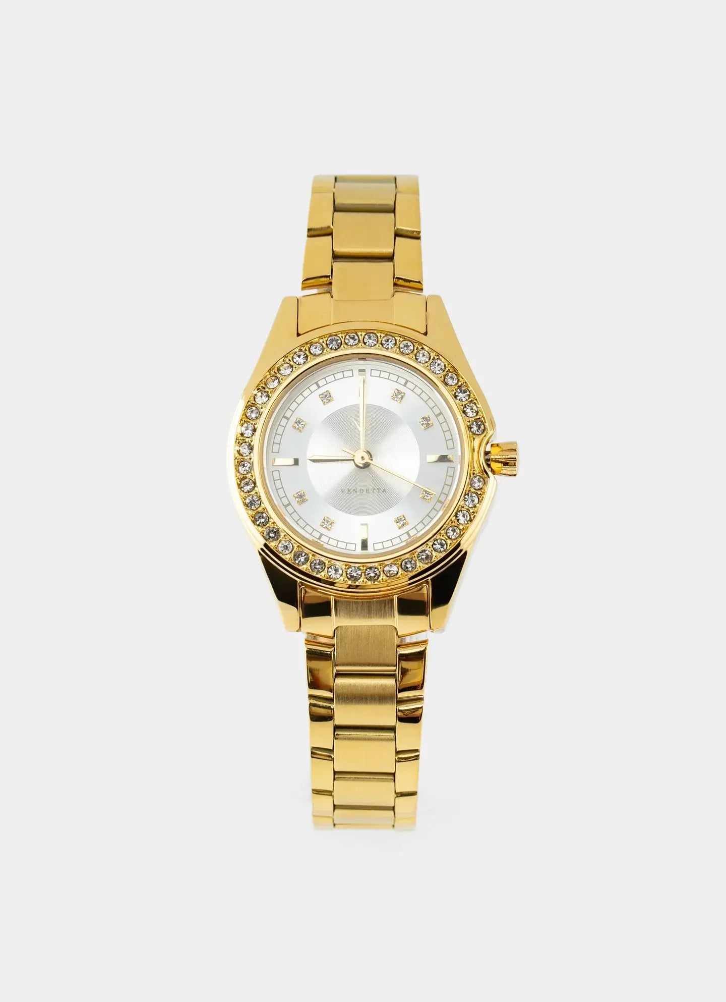 stainless steel watch – gold with crystals – Vendetta Jewellery