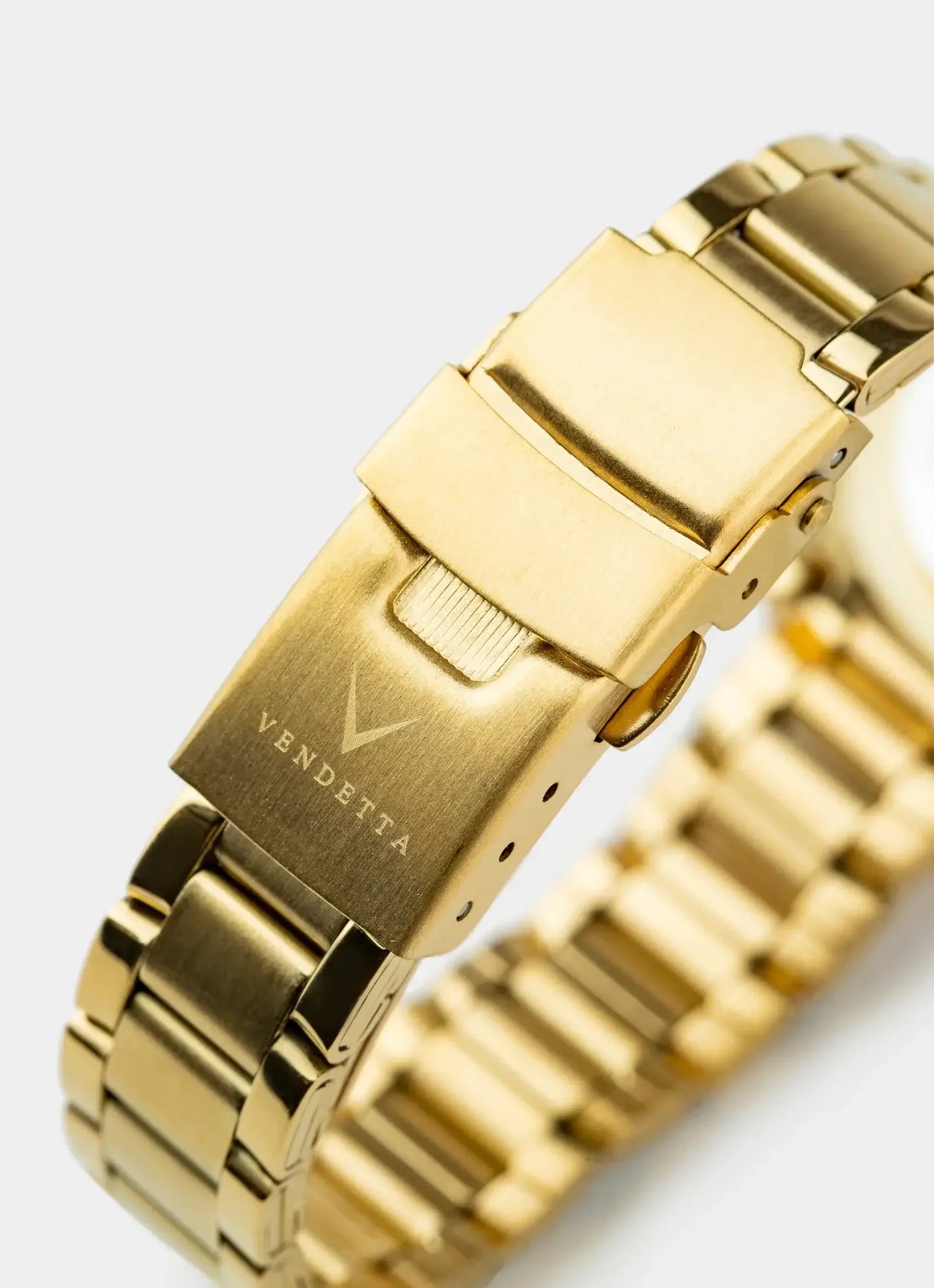 Stainless Steel watch band – gold clasp detail – Vendetta Jewellery
