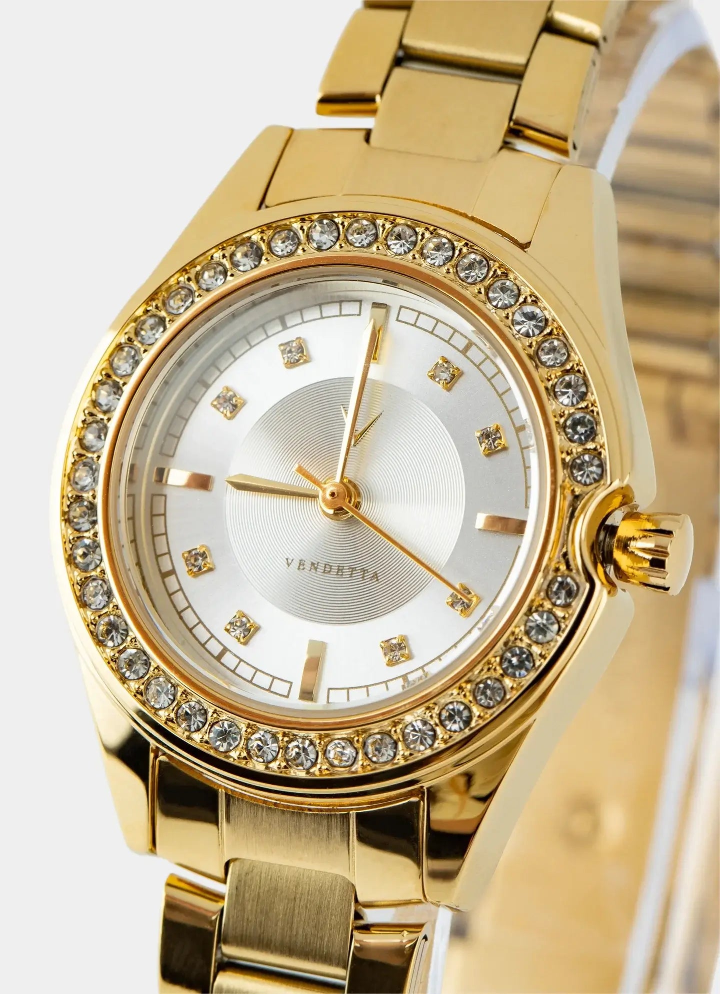 Stainless Steel watch – Gold with crystal details – Vendetta Jewellery