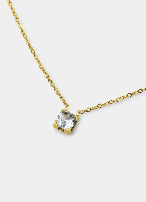 18K gold plated necklace – claw-set stone pendant – Vendetta Jewellery