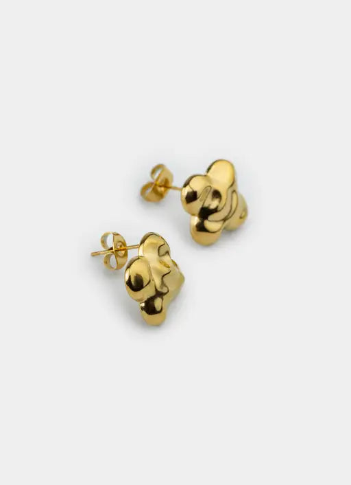 Four Leaf Molten Earrings - 18K Gold Plated