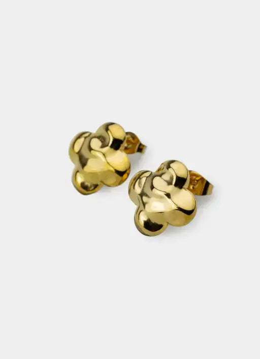 18K gold plated earrings – four leaf molten earrings – Vendetta Jewellery