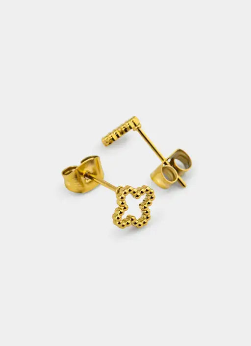 18K gold plated earrings – four leaf outline design – Vendetta Jewellery