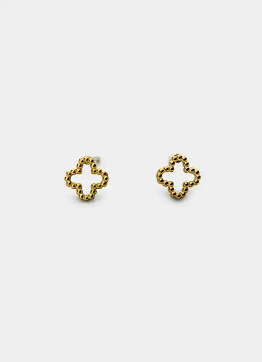 18K gold plated earrings – four leaf outline – Vendetta Jewellery