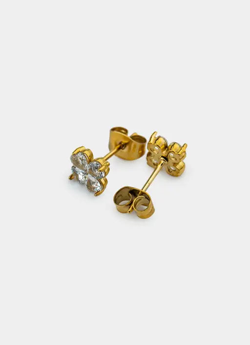 Four Leaf Stud Earrings - 18K Gold Plated