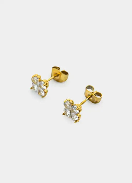 18K gold plated earrings – Four Leaf Stud Earrings - 18K Gold Plated – Vendetta Jewellery