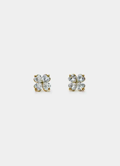 18K gold plated stud earrings – four leaf design – Vendetta Jewellery