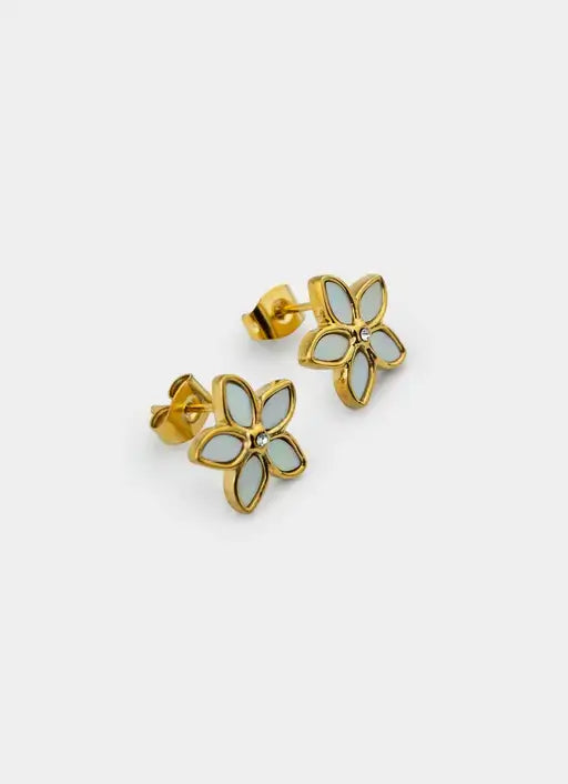 18K gold plated earrings – Frangipani design – Vendetta Jewellery