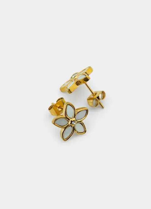 18K gold plated earrings – Frangipani design – Vendetta Jewellery