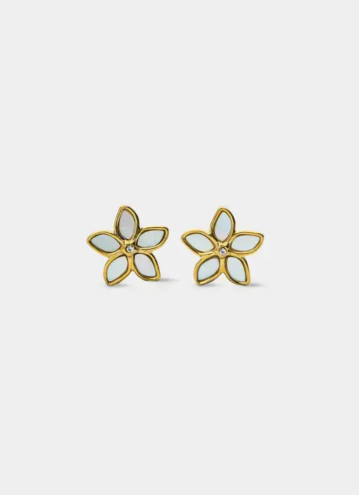18K gold plated earrings – Frangipani design – Vendetta Jewellery