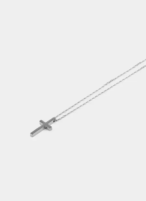 Silver Cross Necklace - Stainless Steel