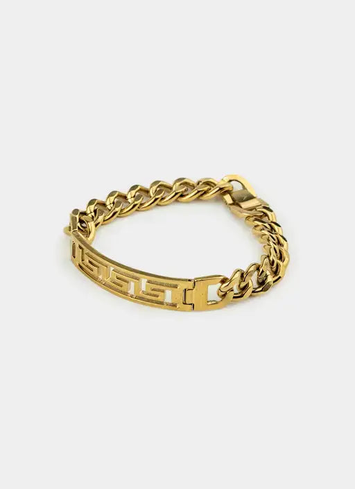 Greca Cuban Bracelet- 18K Gold Plated
